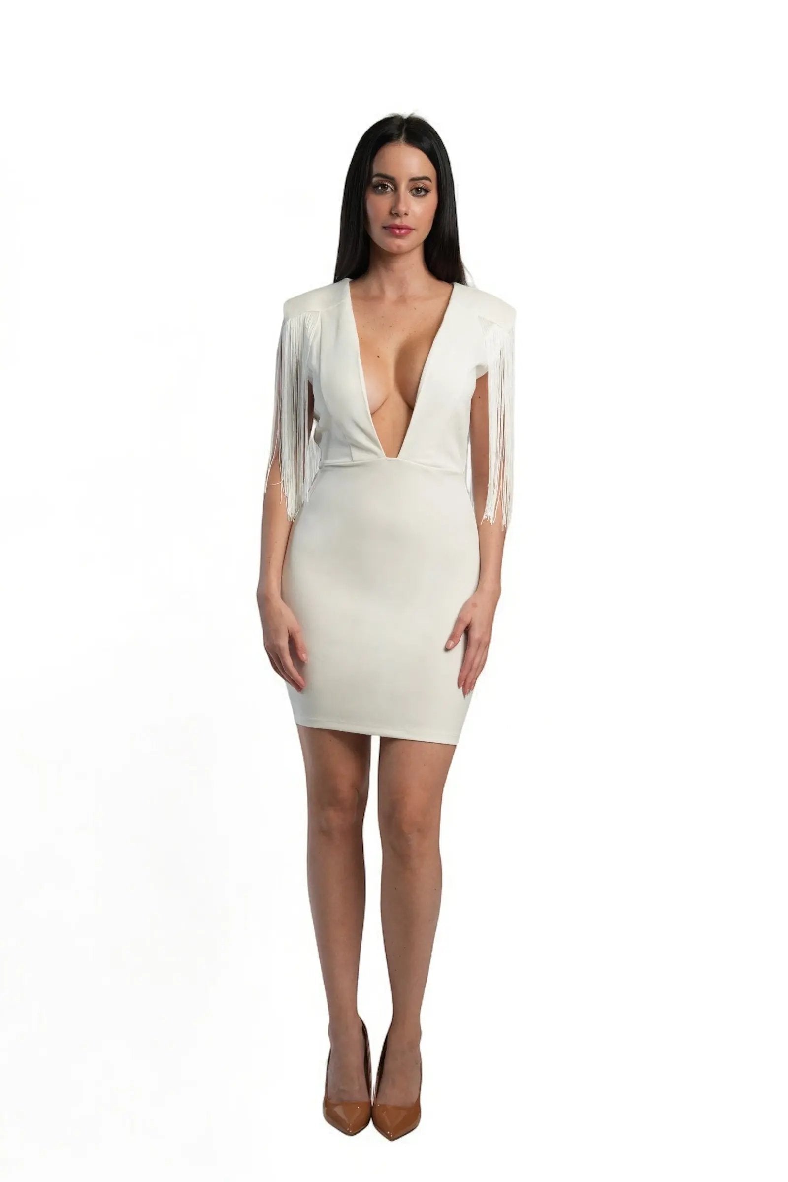 mini white fringe dress