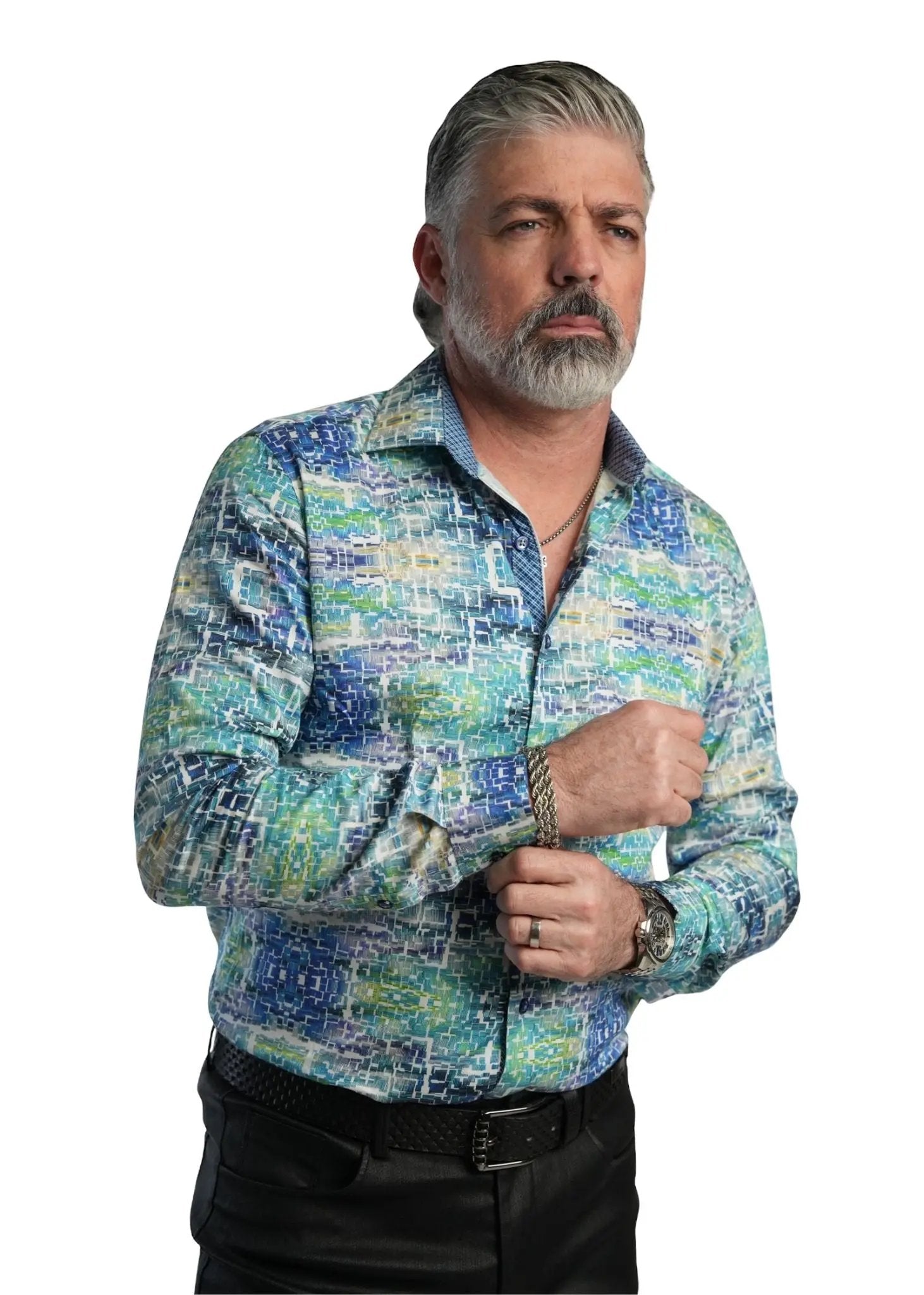 abstract button-down shirt