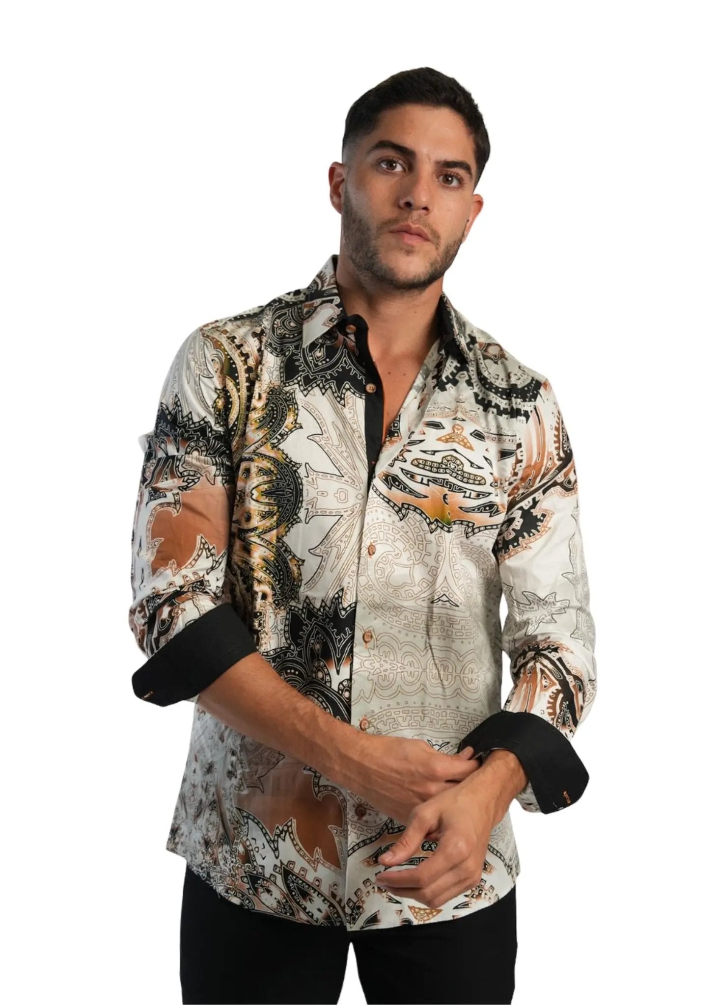 graphic button down shirt