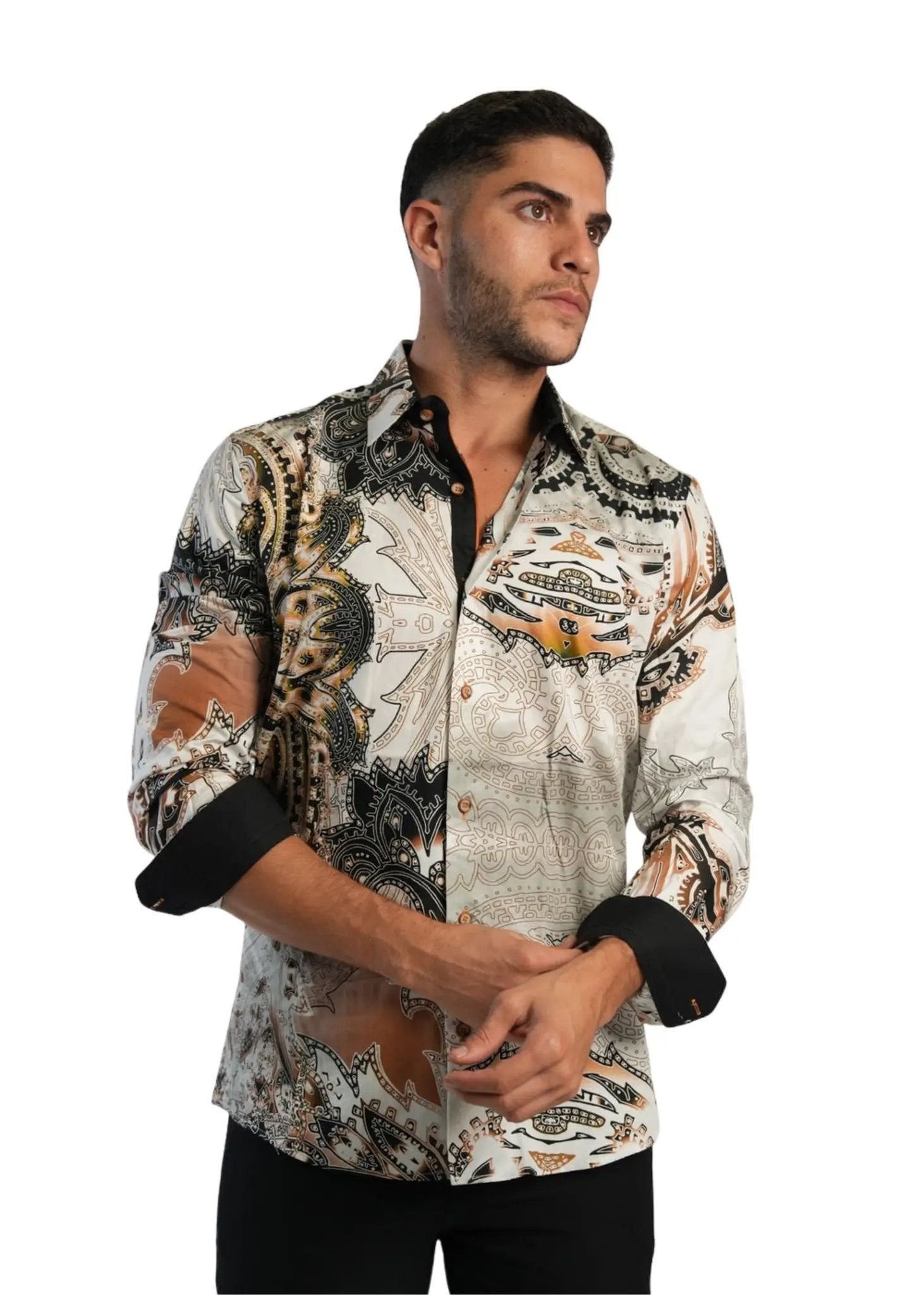 graphic button down shirt