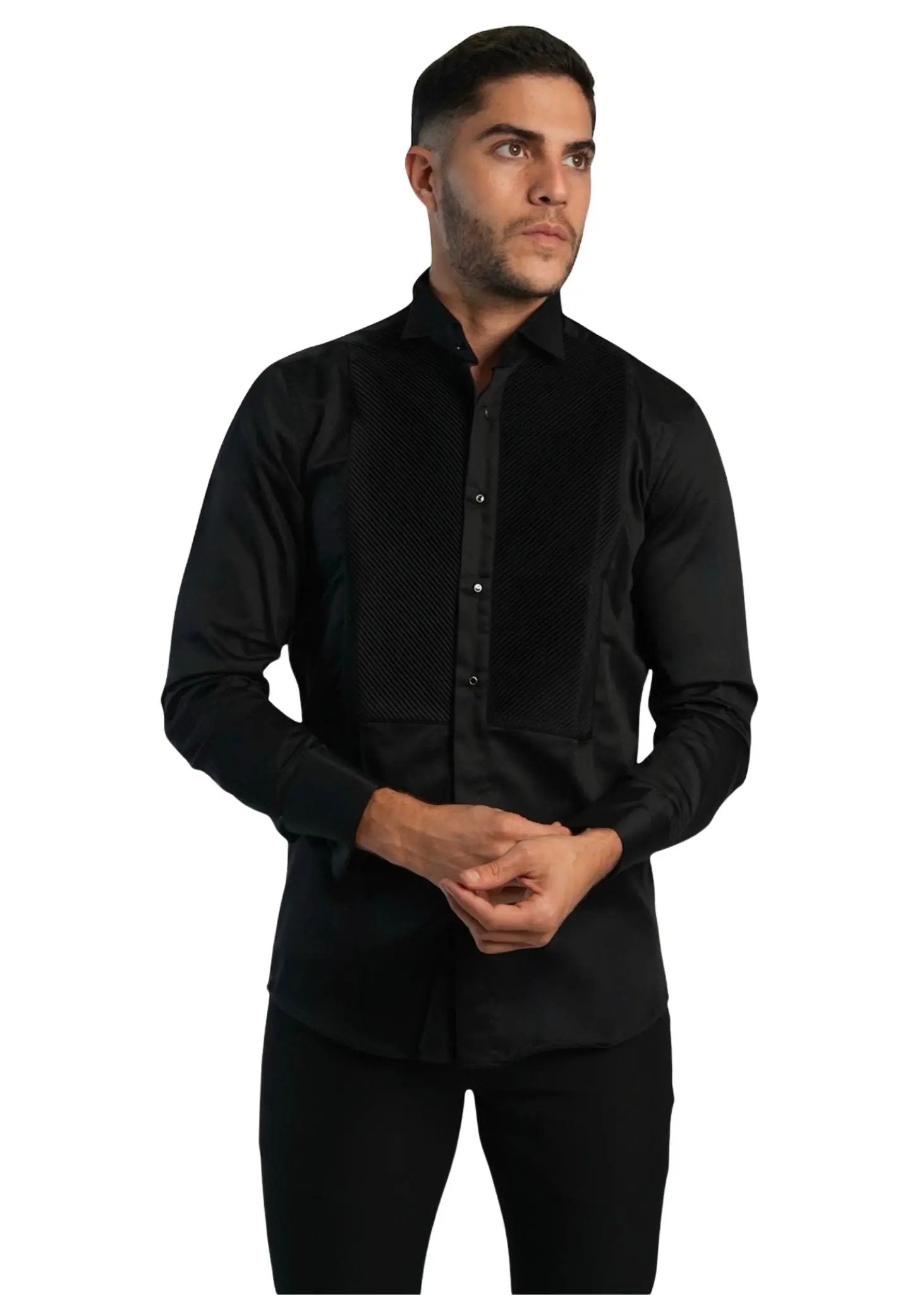 tuxedo button-down shirt