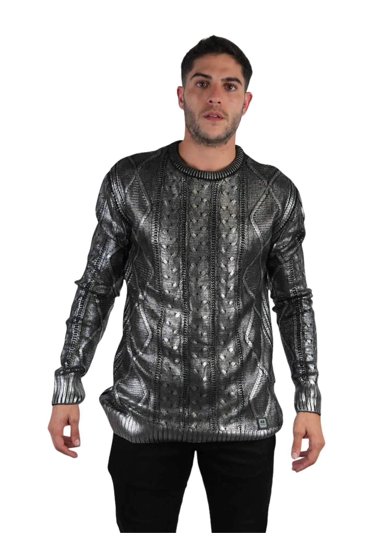 MEN'S SILVER LONG SLEEVE SWEATER