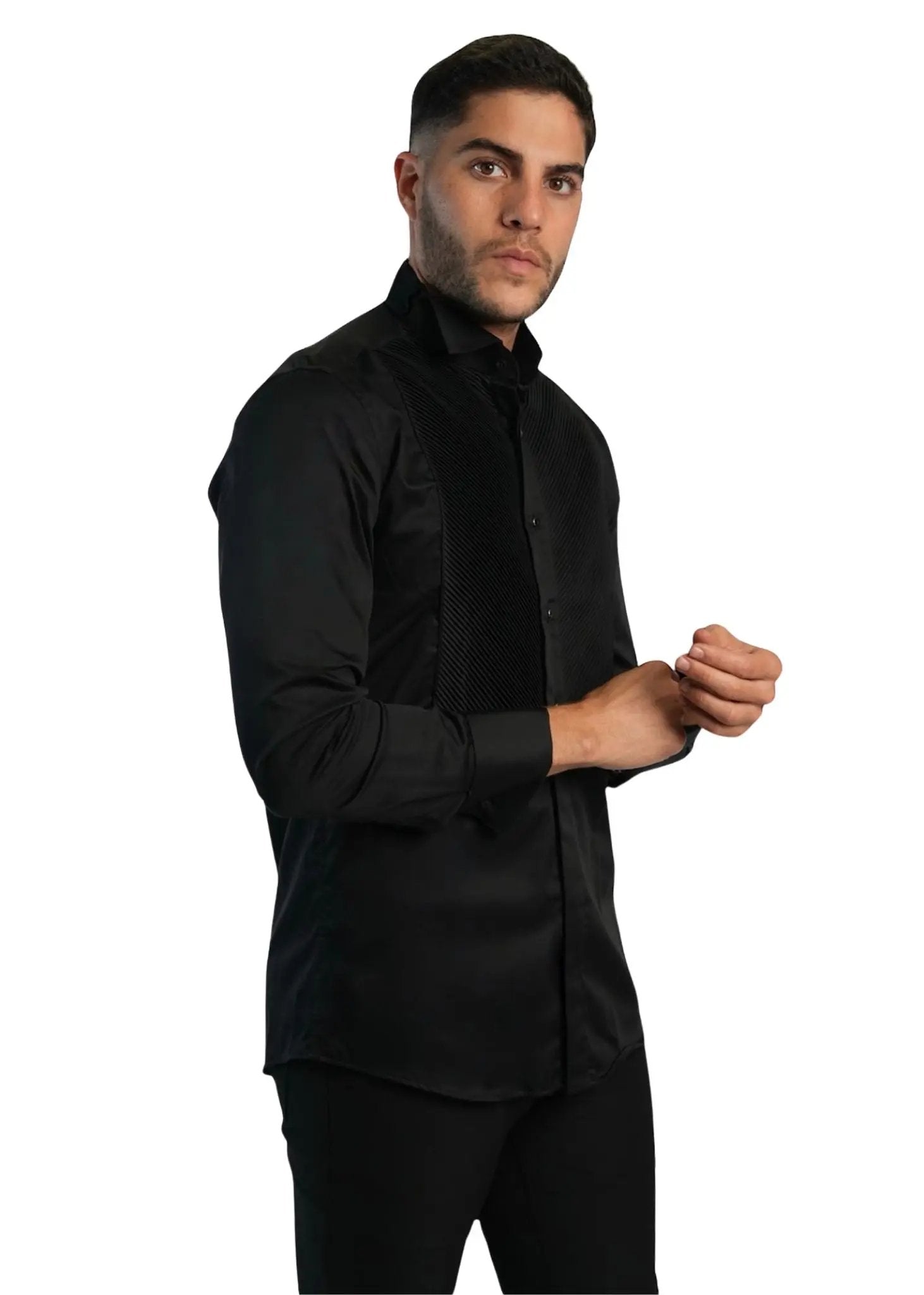 tuxedo button-down shirt