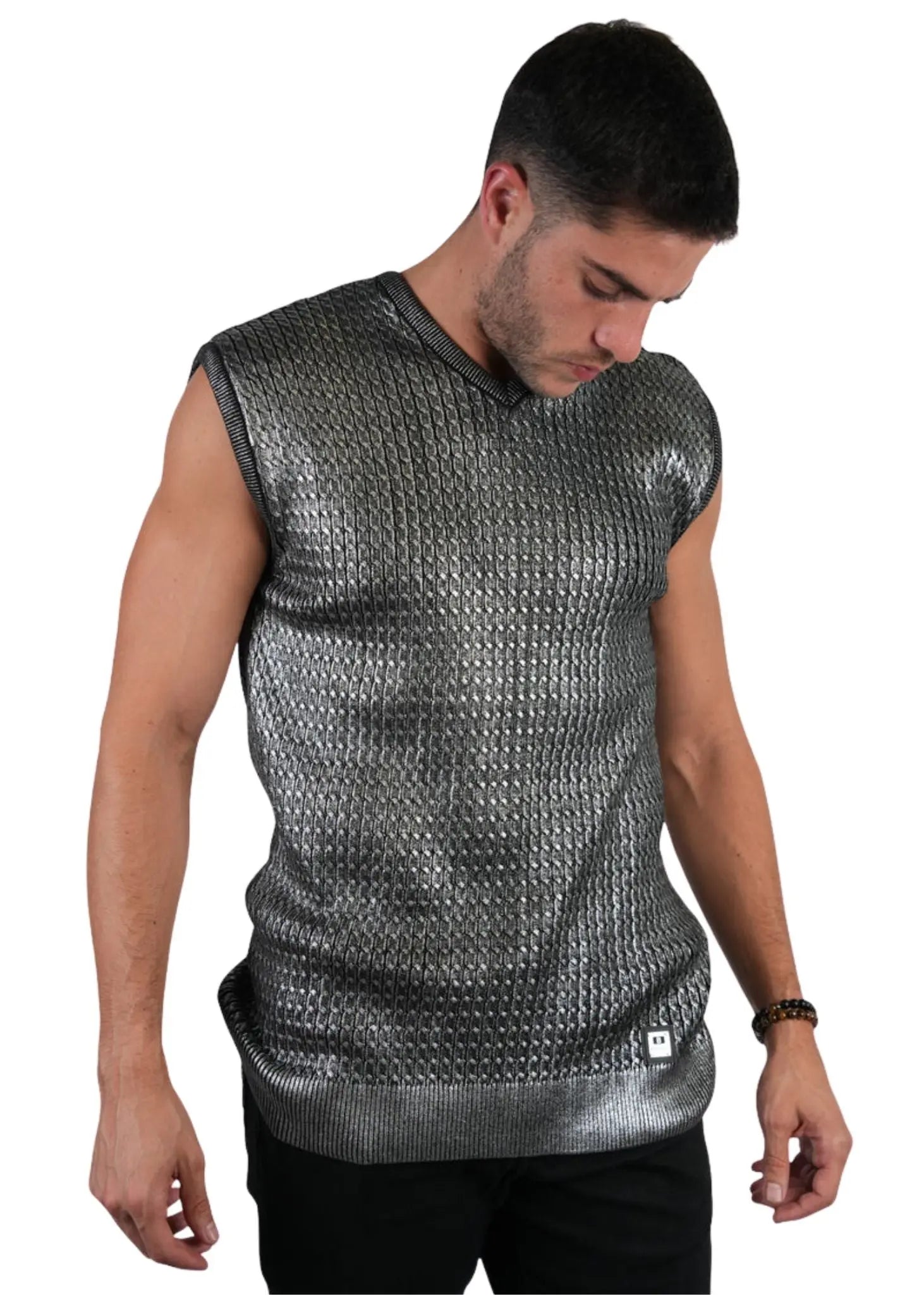 Men’s Woven Metallic Sleeveless Vest