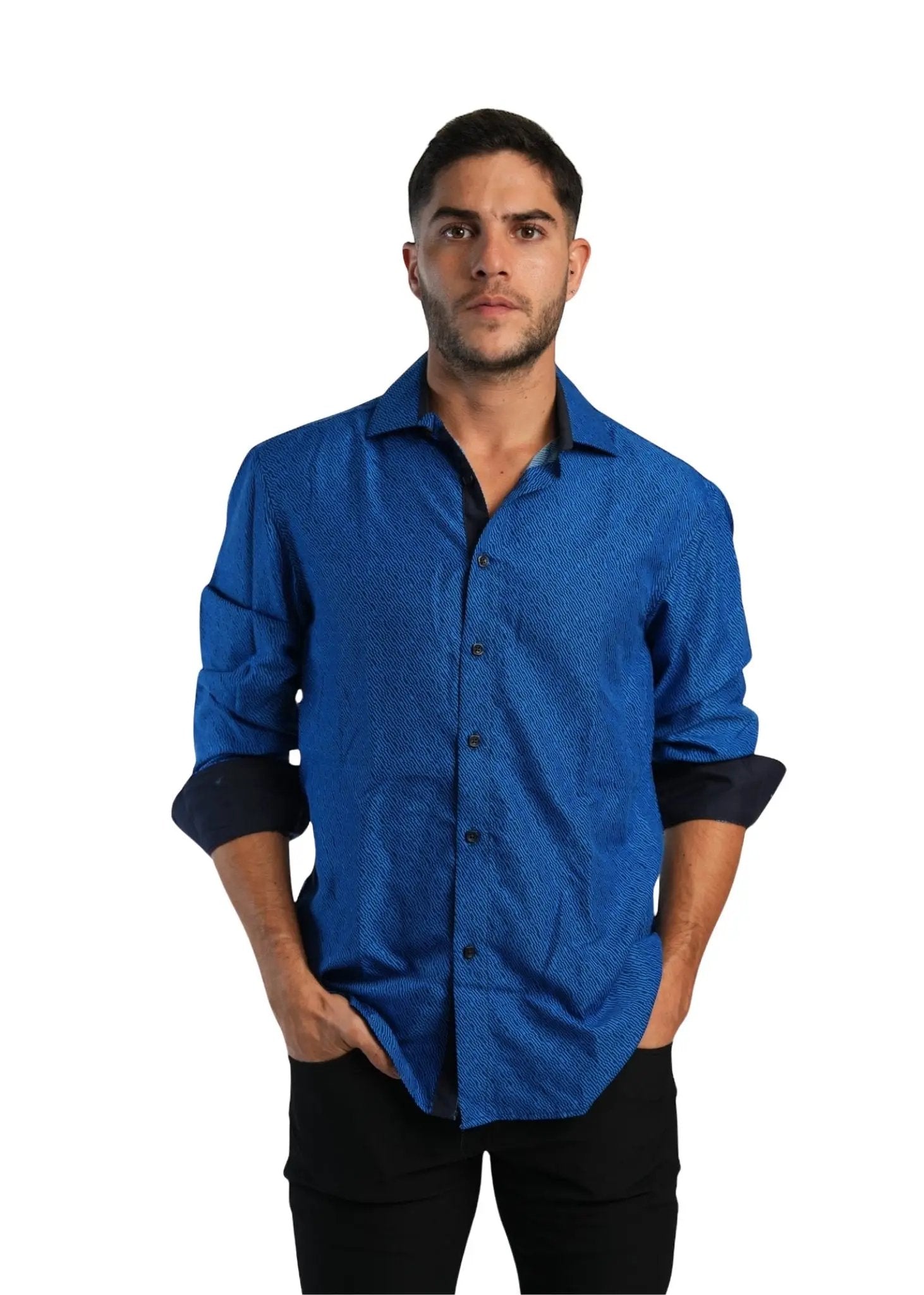 cobalt blue shirt