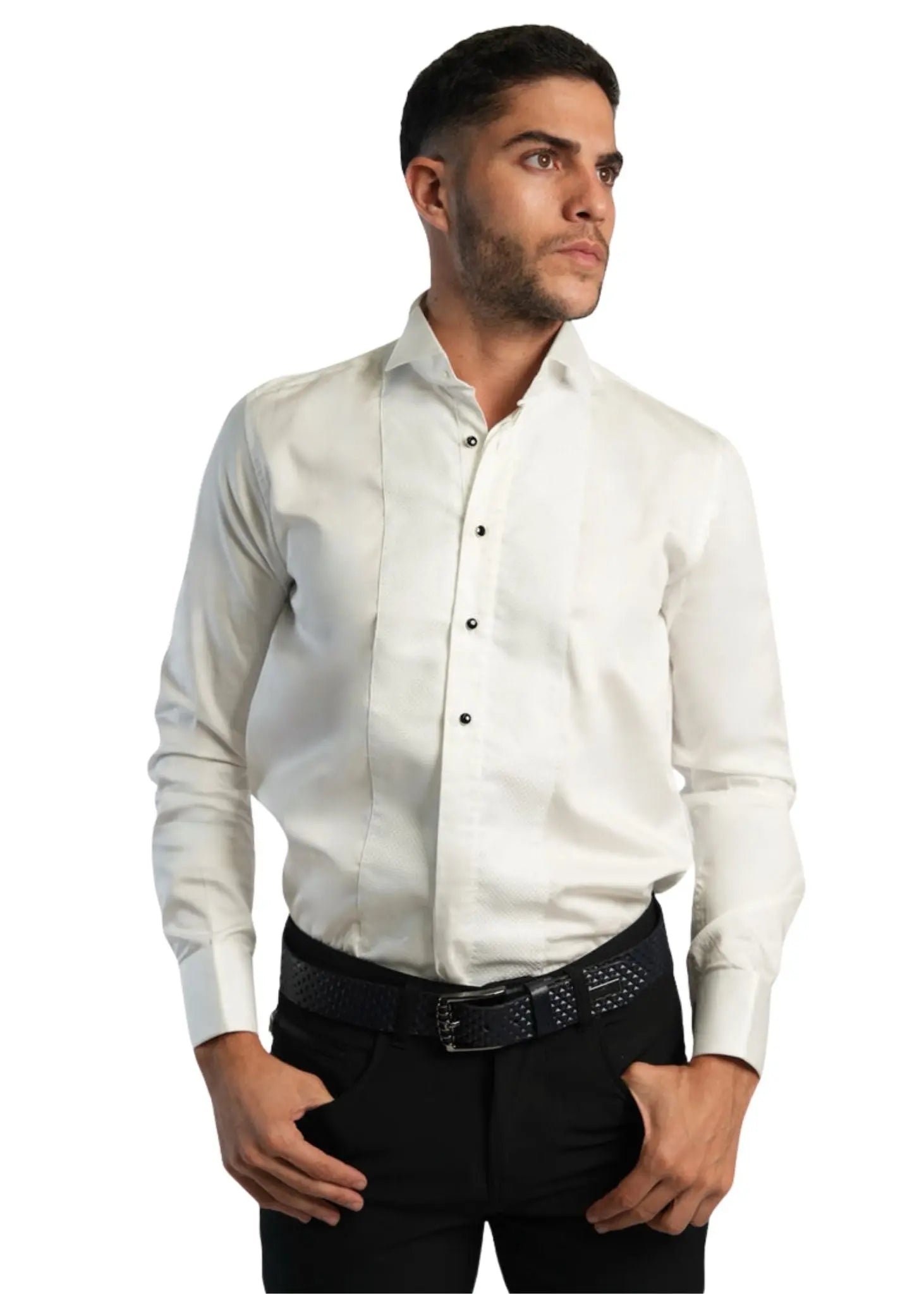 Men’s Woven Plastron Tuxedo Button-Down Shirt