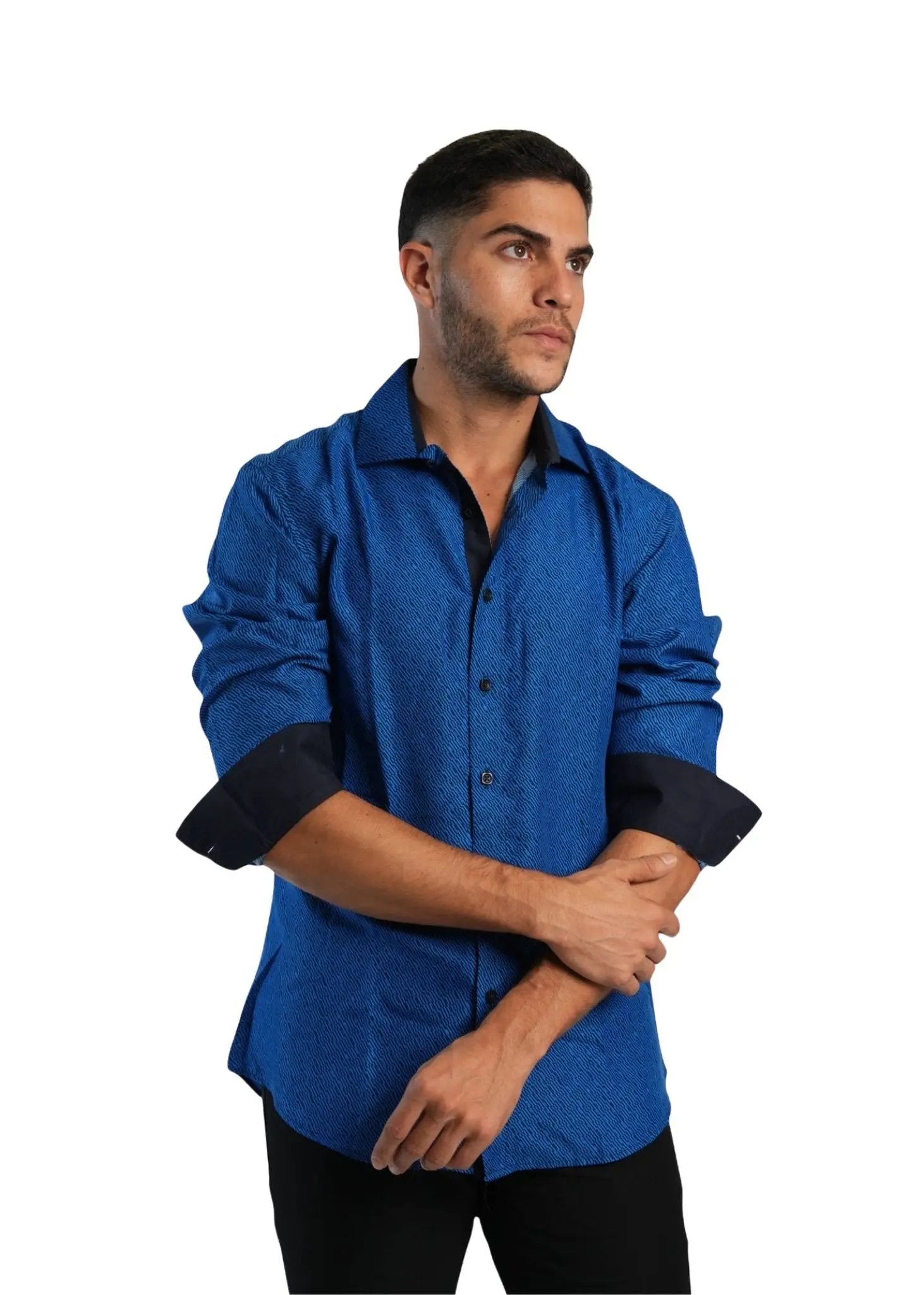 cobalt blue shirt