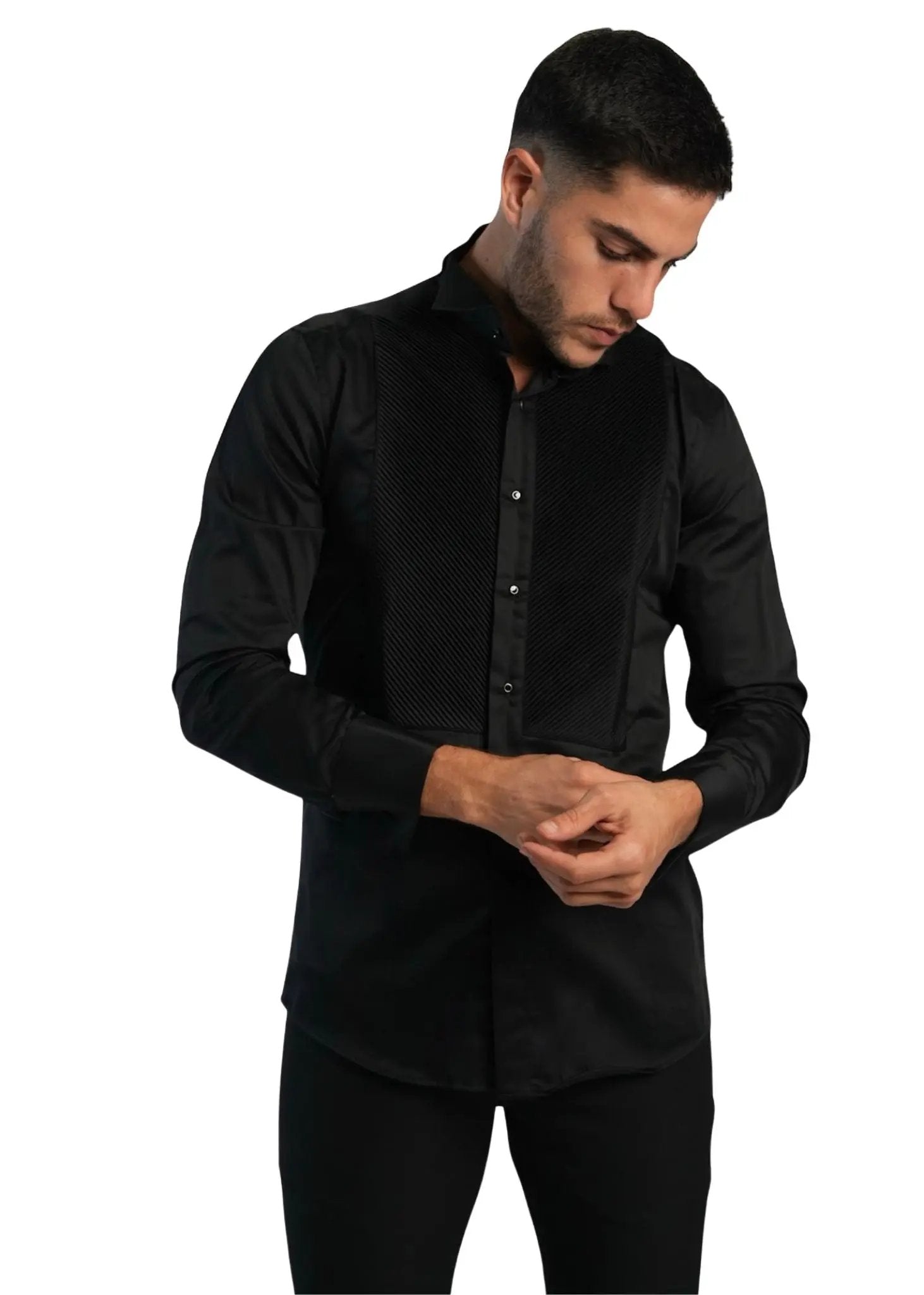 tuxedo button-down shirt