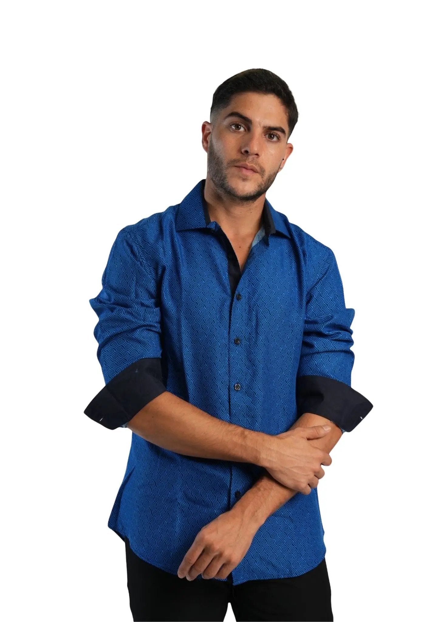 cobalt blue shirt