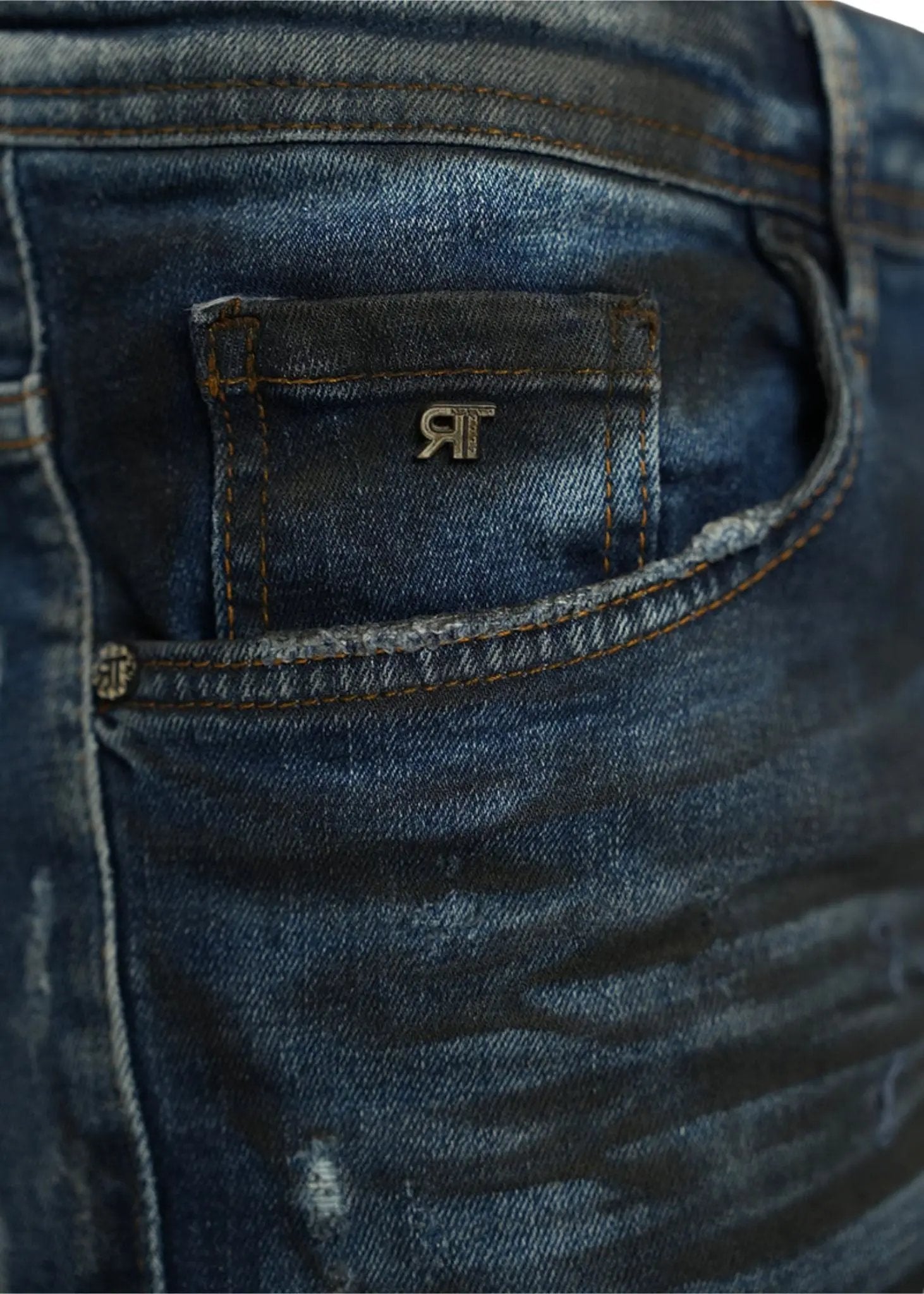 dark wash distressed jeans