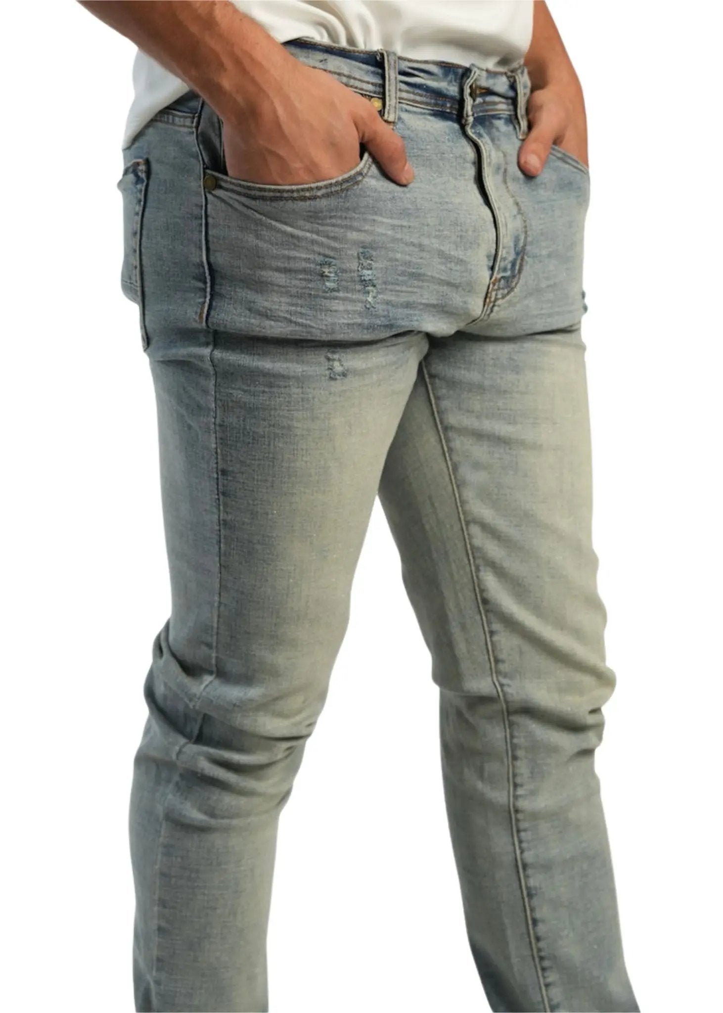 light wash distressed jeans