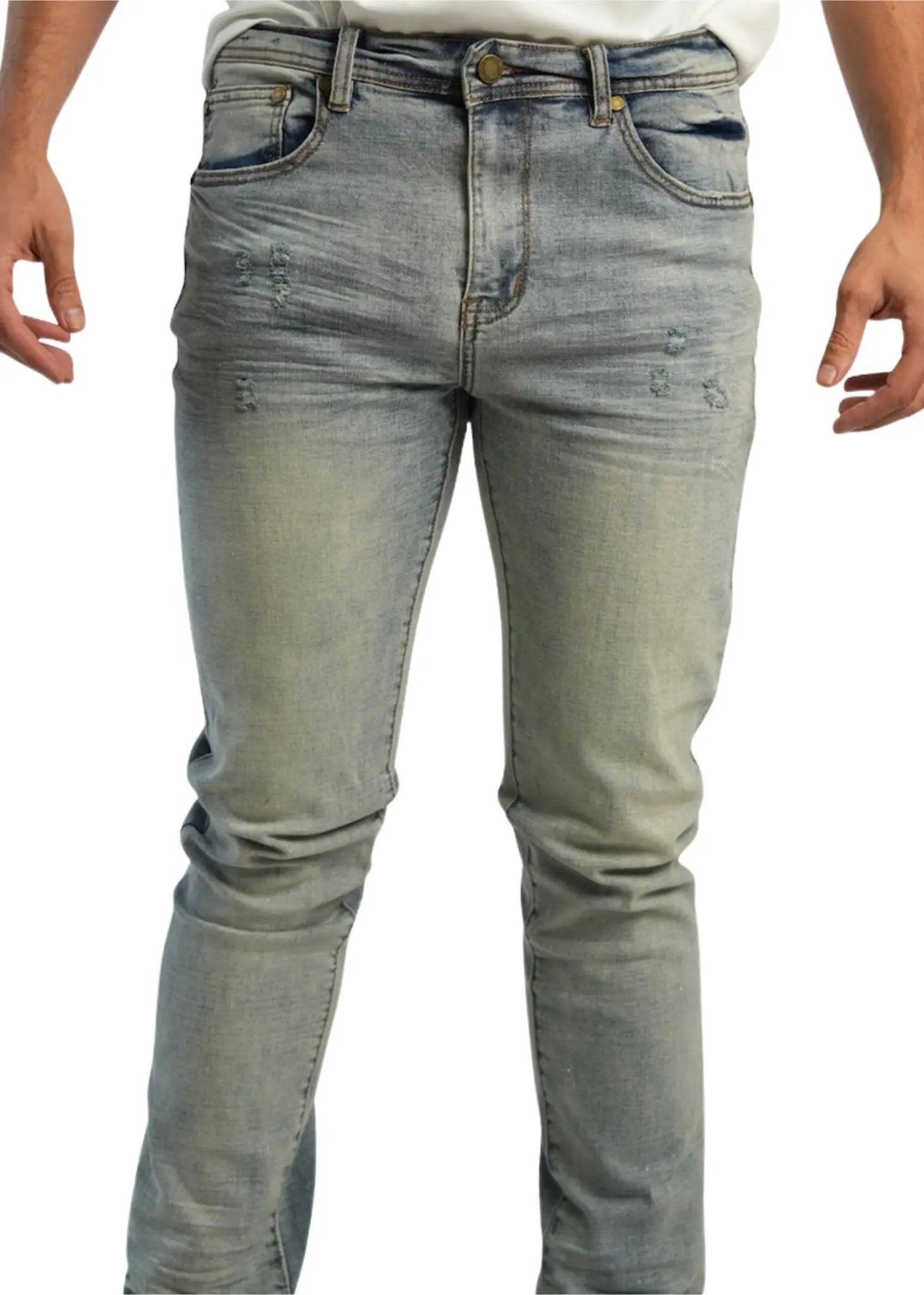light wash distressed jeans