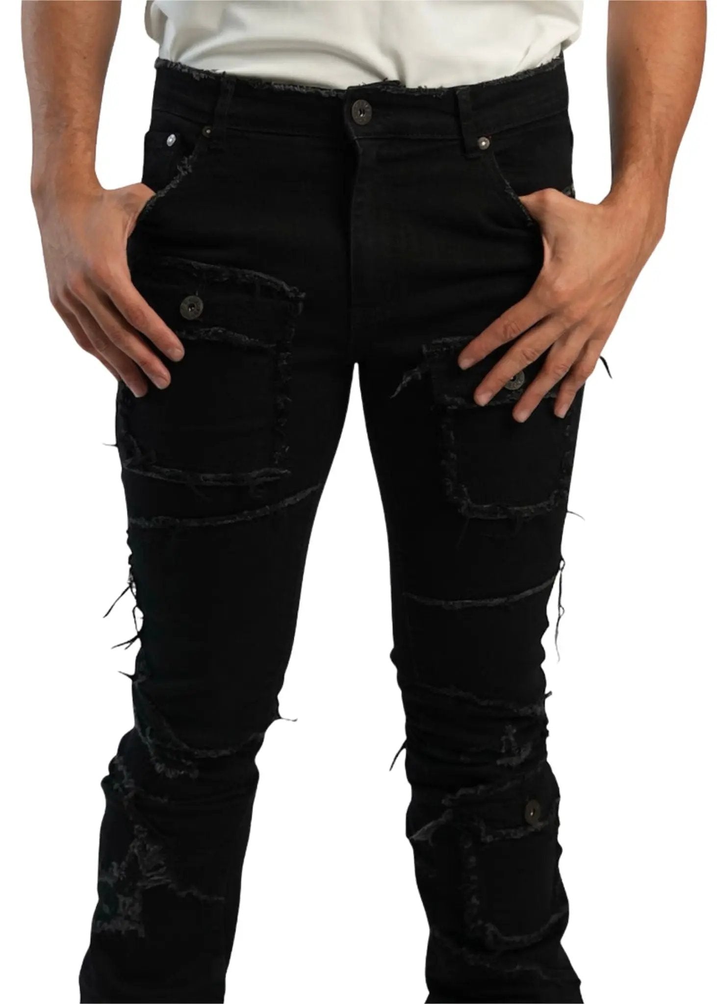 distressed black jeans