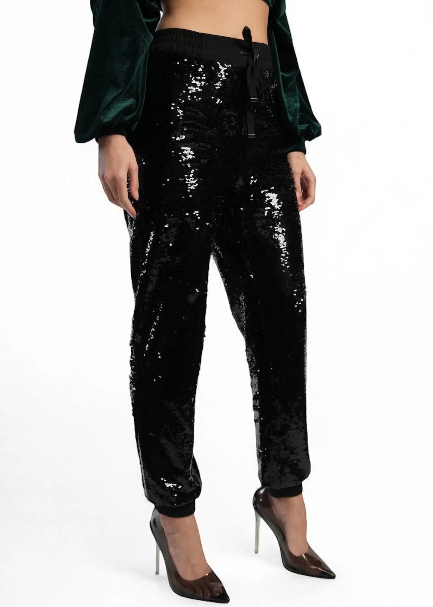 BLACK SCULPTED SHIMMER JOGGER