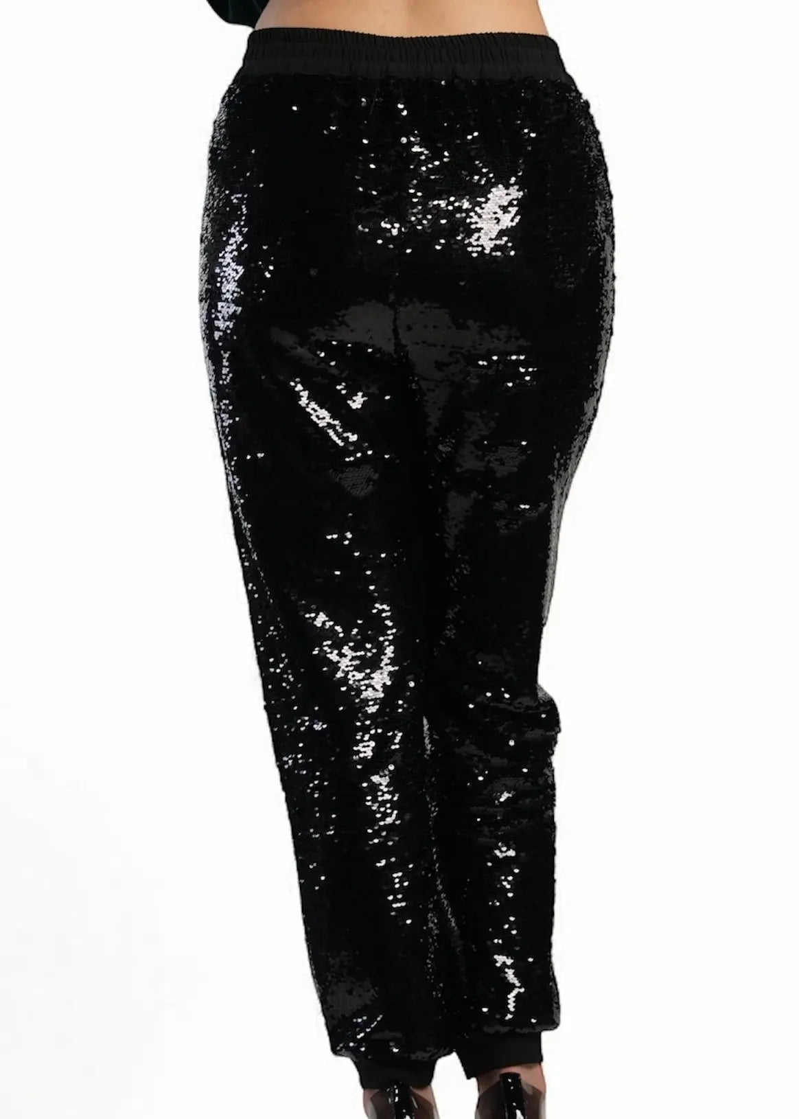BLACK SCULPTED SHIMMER JOGGER