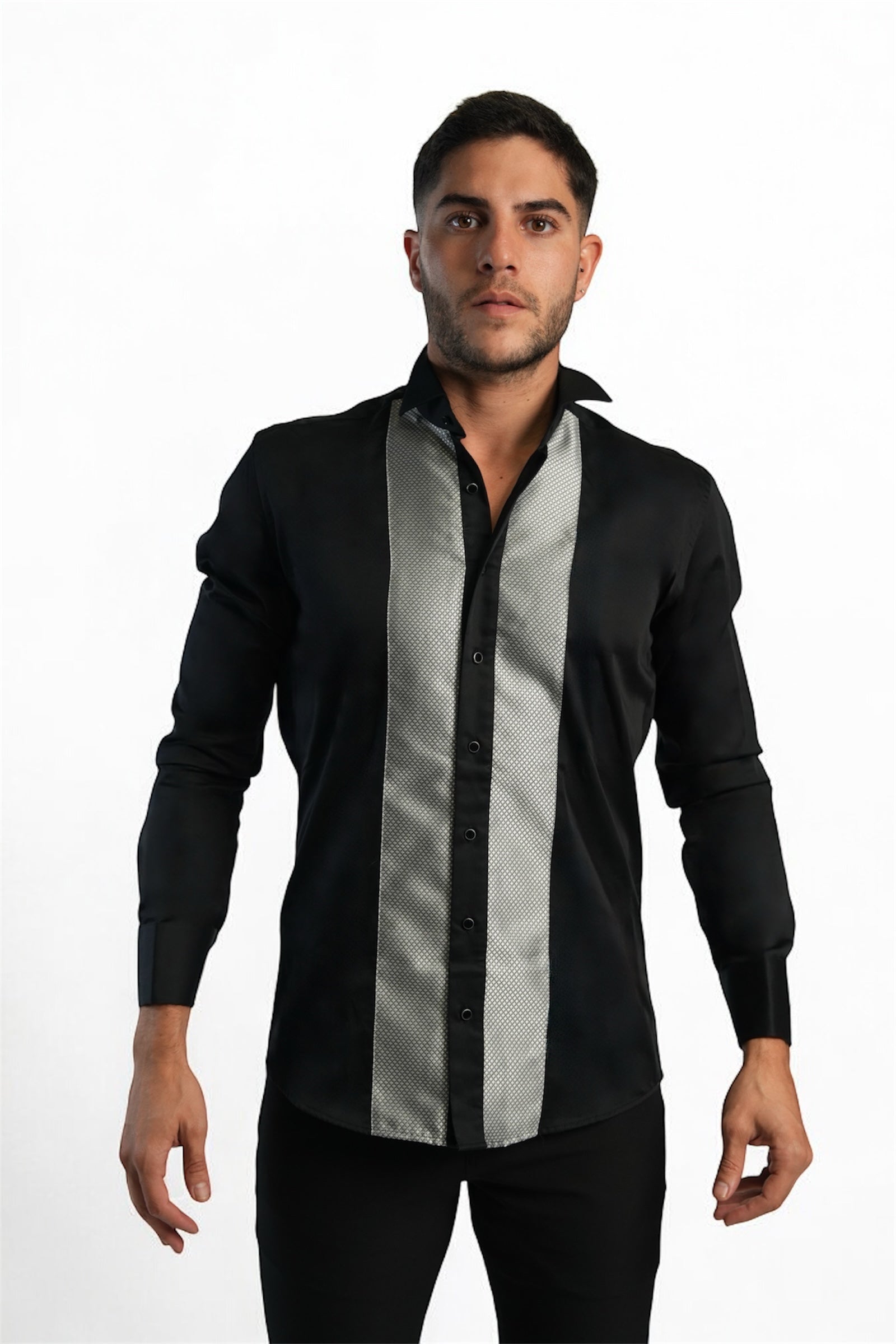 MEN’S WOVEN PANNEAU MÉTALLIQUE BUTTON-DOWN SHIRT - GOLD main image 1
