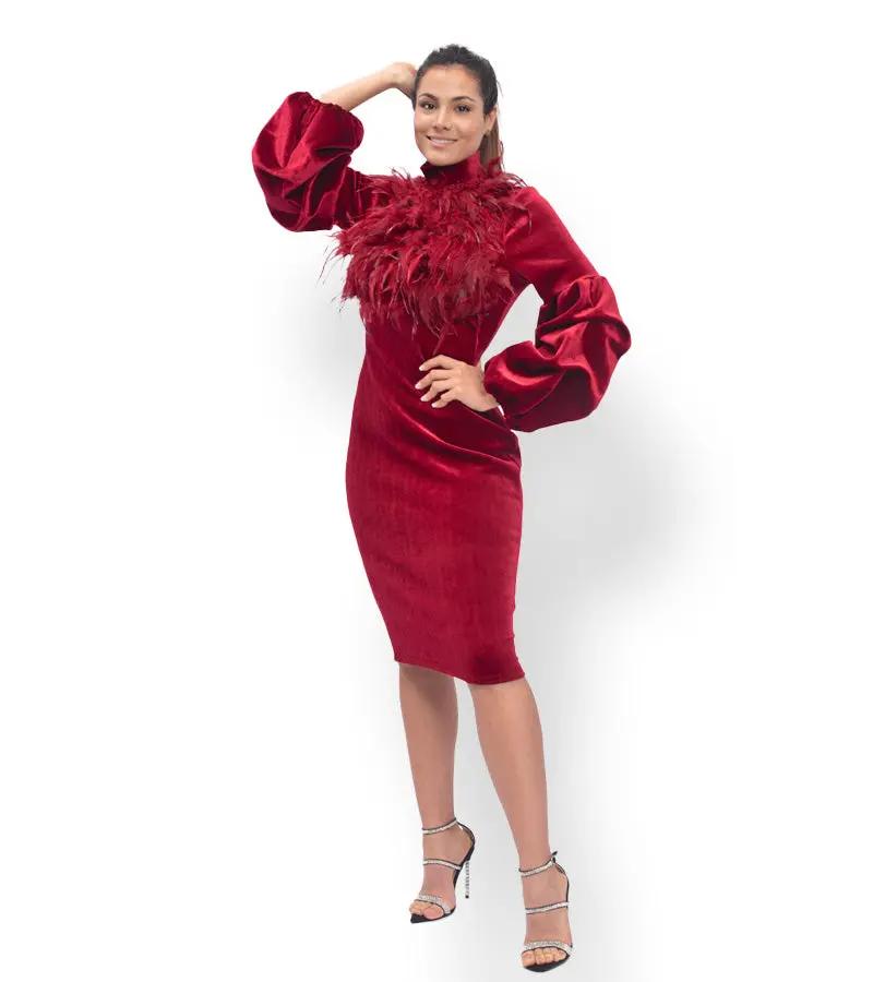 velvet dress red