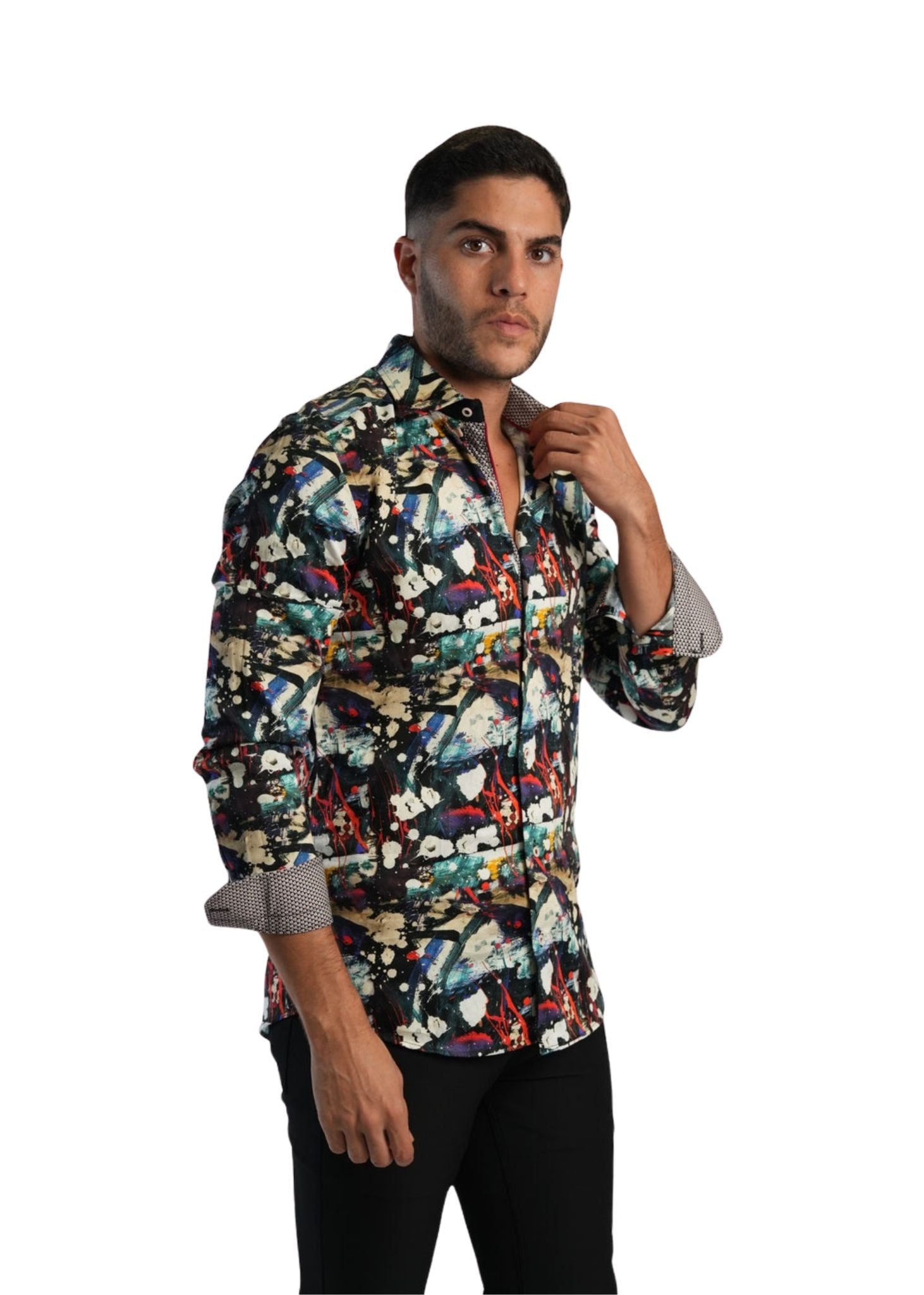 MEN’S WOVEN CHAOS PICTURAL BUTTON-DOWN SHIRT