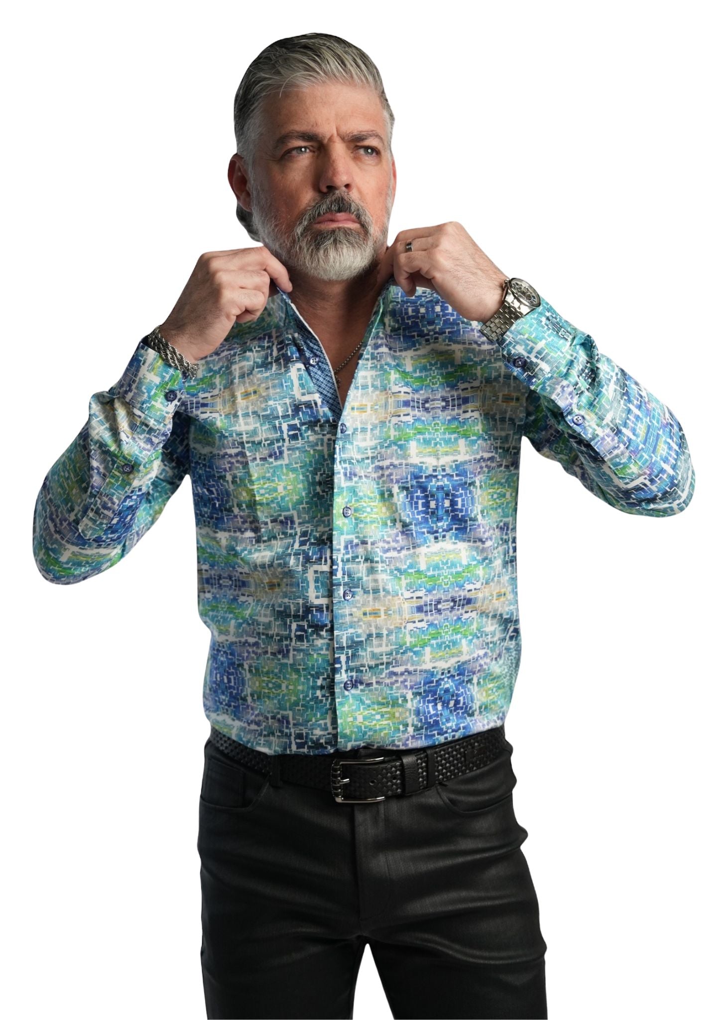 abstract button-down shirt