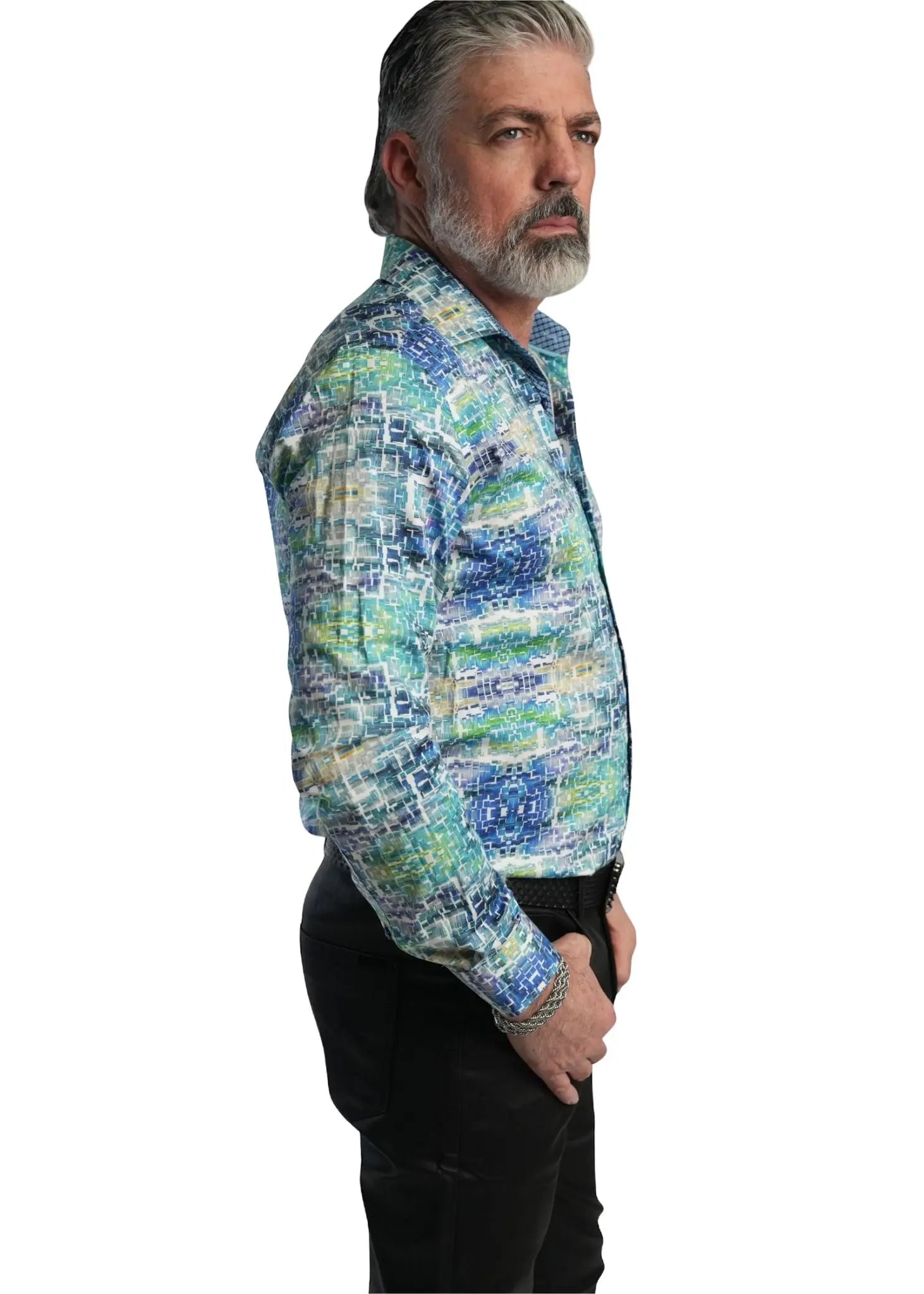 abstract button-down shirt