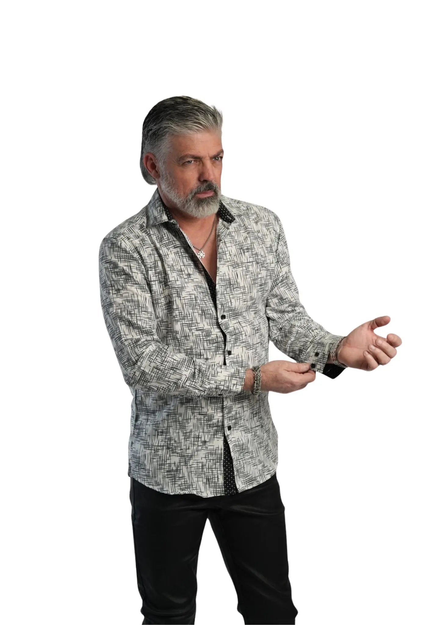 MEN’S WOVEN MOTIF LINÉAIRE BUTTON-DOWN SHIRT Valiant Paris