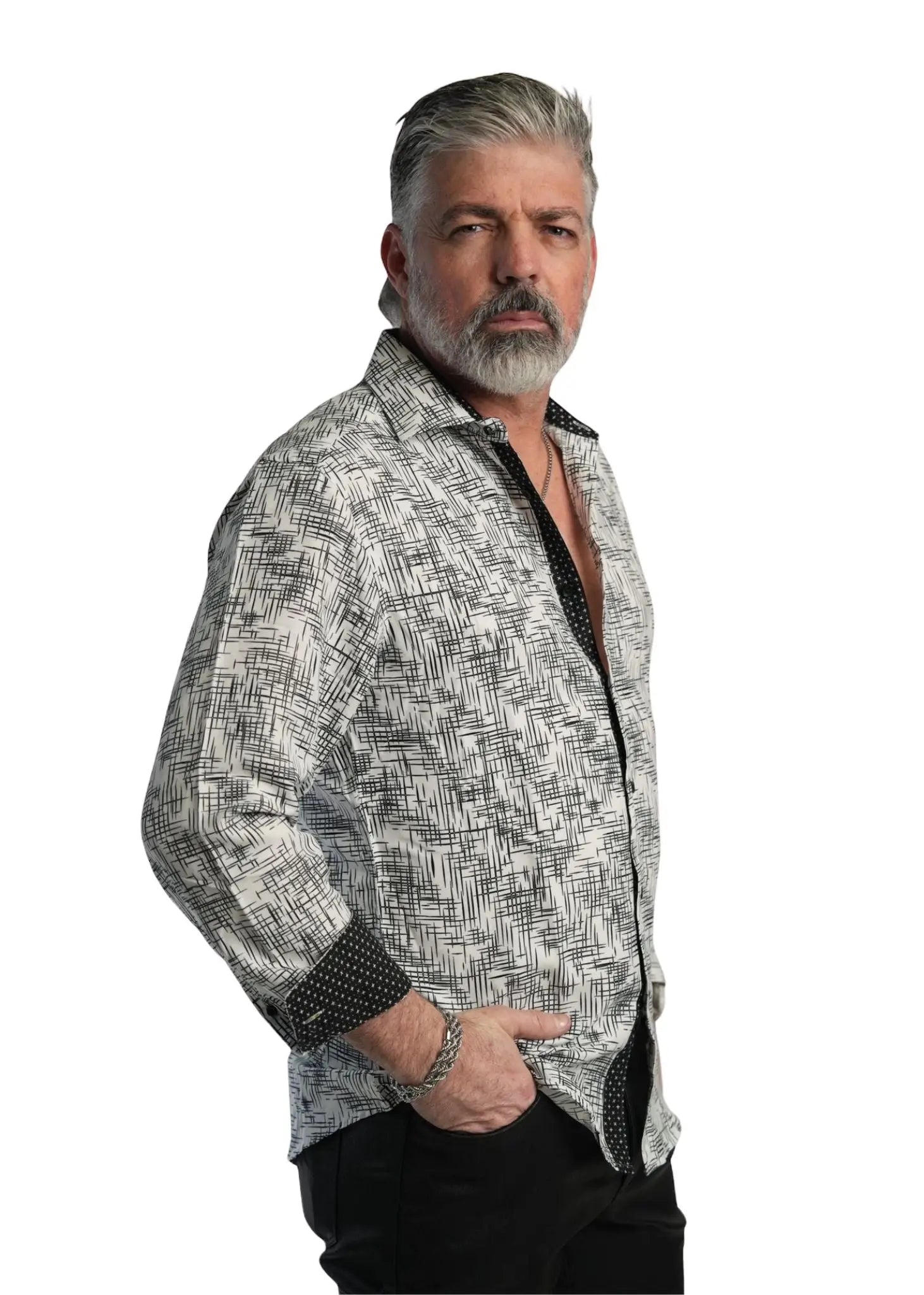 MEN’S WOVEN MOTIF LINÉAIRE BUTTON-DOWN SHIRT Valiant Paris