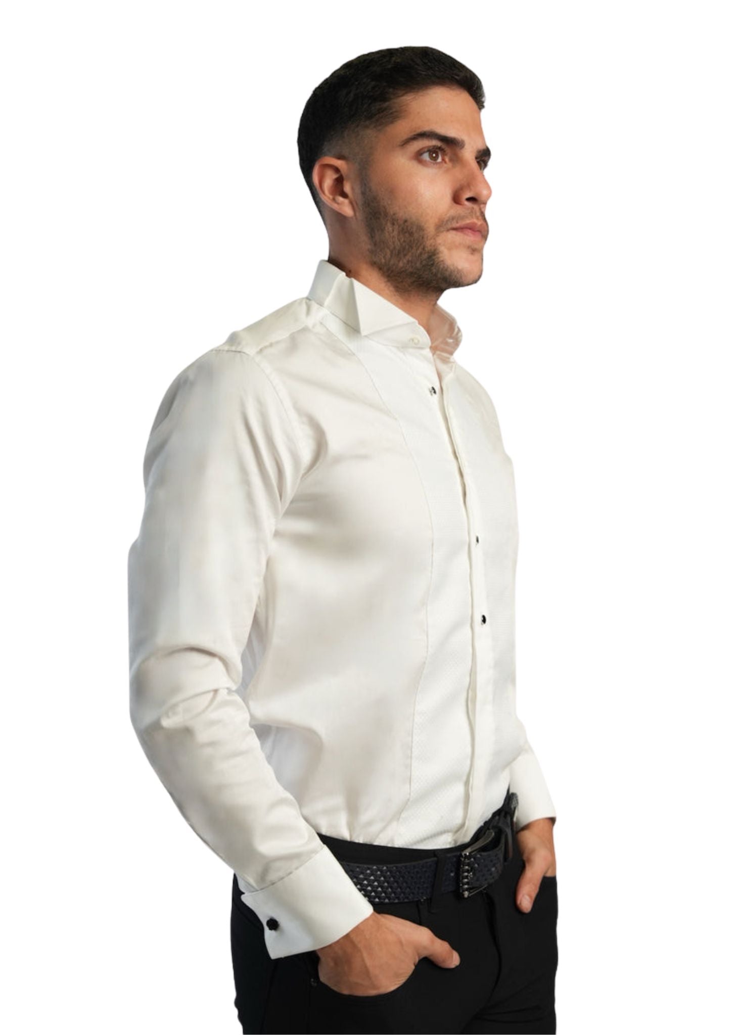 Men’s Woven Plastron Tuxedo Button-Down Shirt