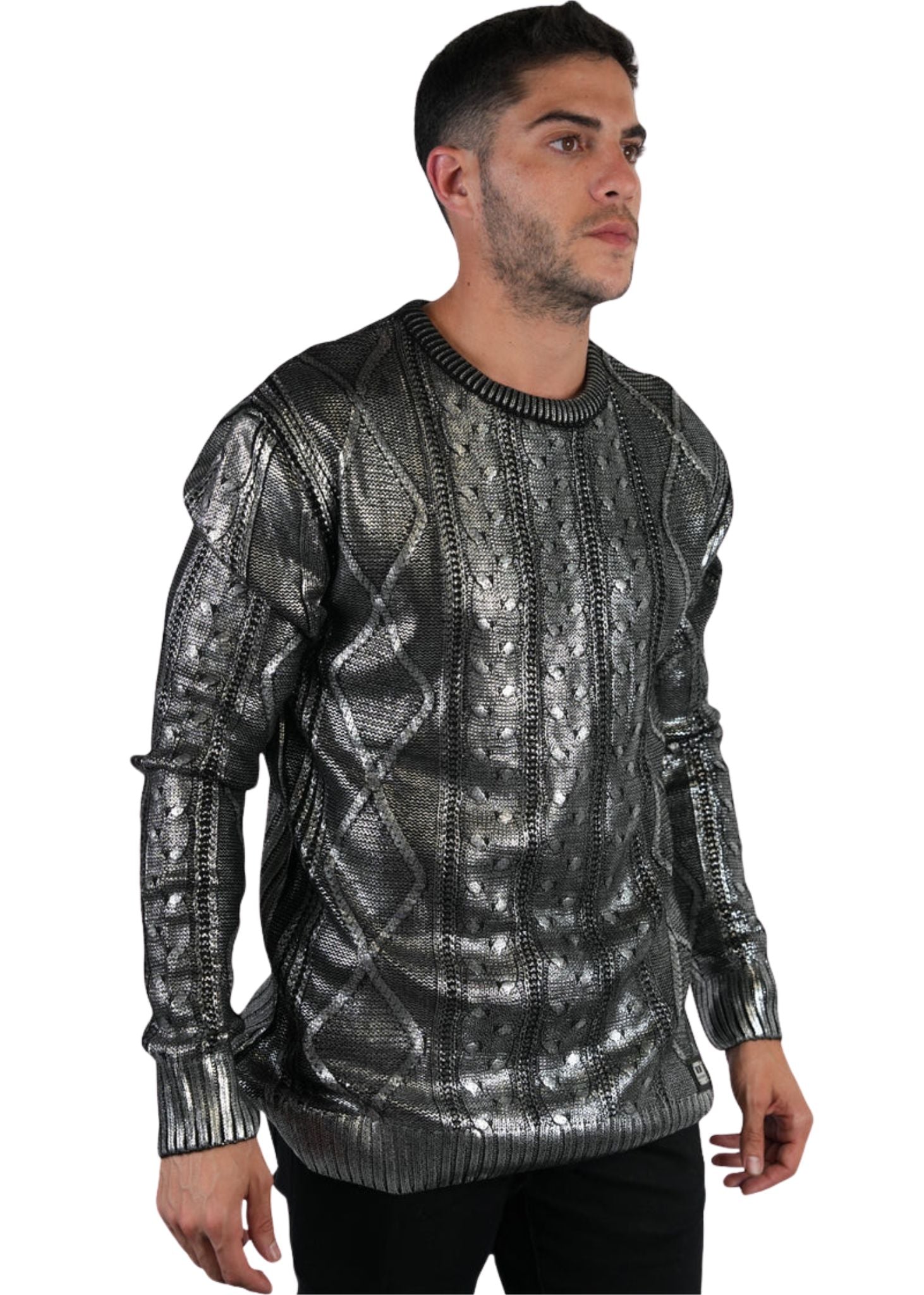 MEN'S SILVER LONG SLEEVE SWEATER