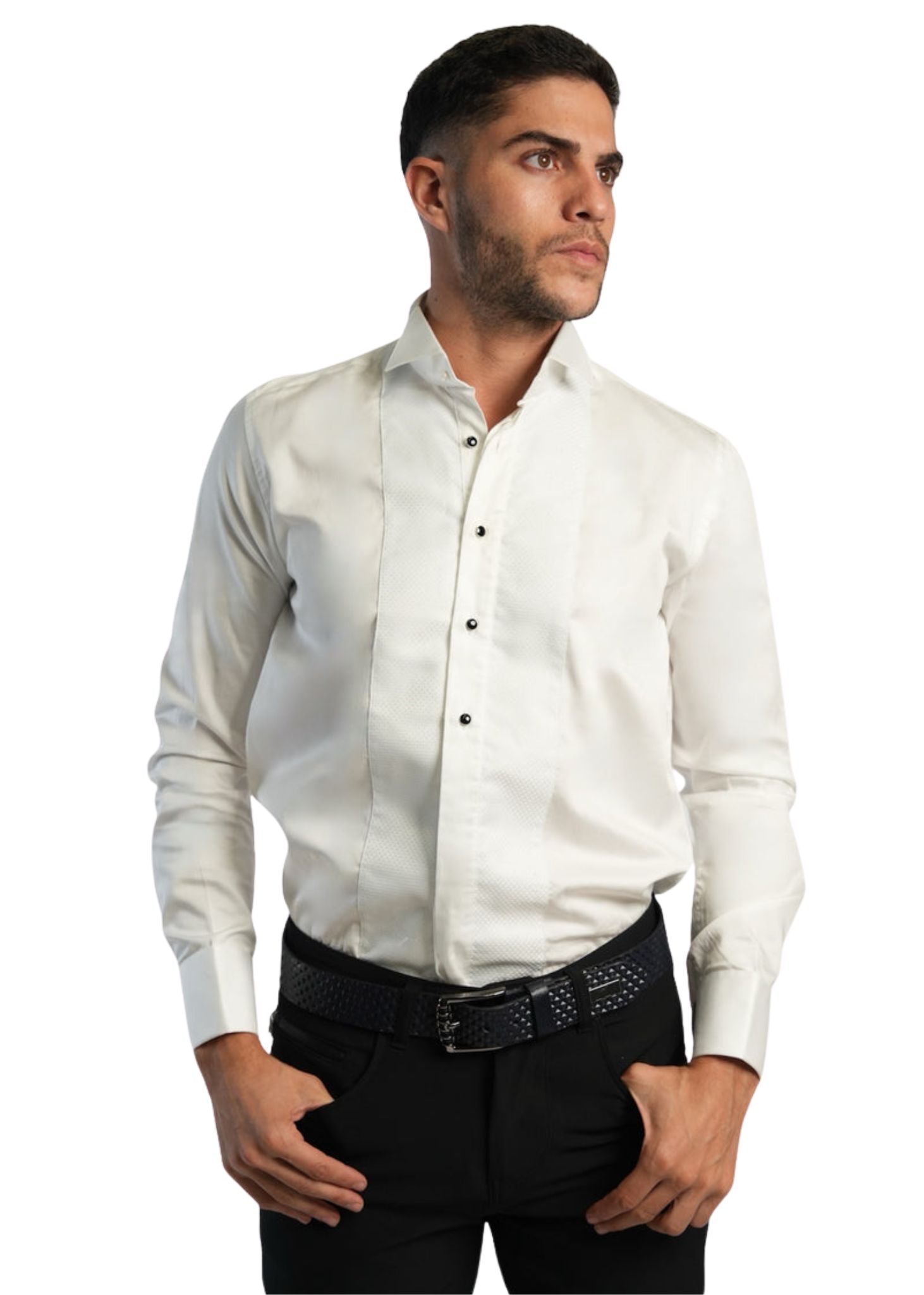 Men’s Woven Plastron Tuxedo Button-Down Shirt