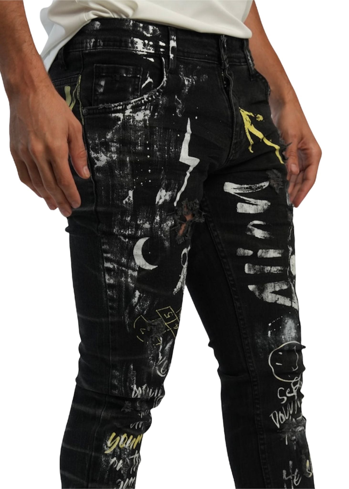 painted black jeans