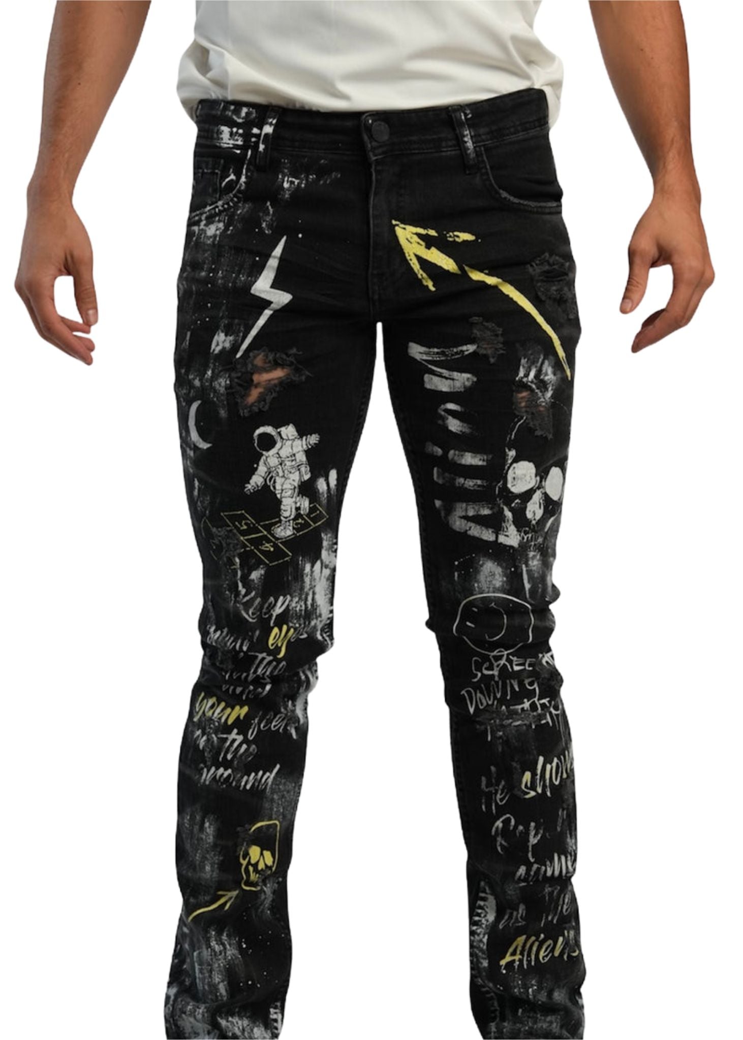 painted black jeans
